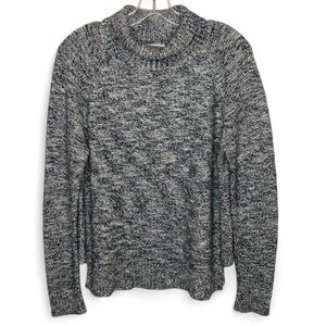 Madewell Melange Mock Neck Sweater in Marled Navy And White. Size M